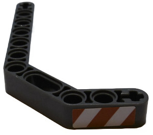 LEGO Dark Stone Gray Beam 3 x 3.8 x 7 Bent 45 Double with Red and White Danger Stripes Right Sticker (32009)