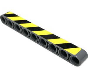 LEGO Dark Stone Gray Beam 9 with Black and Yellow Danger Stripes (Left) Sticker (40490)