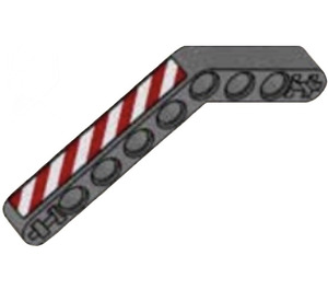 LEGO Dark Stone Gray Beam Bent 53 Degrees, 4 and 6 Holes with Red and White Danger Stripes (Model Right) Sticker (6629)