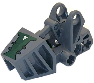 LEGO Gris pierre foncé Bionicle Toa Foot avec Rotule avec Dark Green Cover et blanc Triangle Autocollant (Sommets arrondis) (32475)