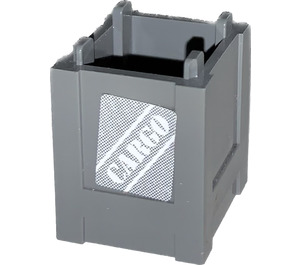 LEGO Dark Stone Gray Box 2 x 2 x 2 Crate with 'CARGO' Sticker (61780)
