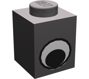 LEGO Dunkles Steingrau Backstein 1 x 1 mit Eye ohne Punkt auf der Pupille (82357 / 82840)