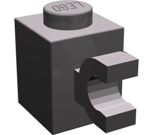LEGO Dark Stone Gray Brick 1 x 1 with Horizontal Clip (60476 / 65459)