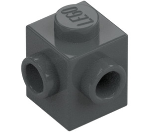 LEGO Dark Stone Gray Brick 1 x 1 with Two Studs on Adjacent Sides (26604)