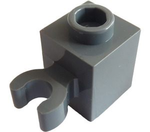 LEGO Dark Stone Gray Brick 1 x 1 with Vertical Clip (Open 'O' Clip, Hollow Stud) (60475 / 65460)