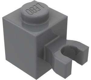 LEGO Dunkles Steingrau Stein 1 x 1 mit Vertikal Clip ('U' Clip, feste Noppe) (30241 / 60475)