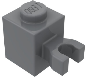 LEGO Dark Stone Gray Brick 1 x 1 with Vertical Clip ('U' Clip, Solid Stud) (30241 / 60475)