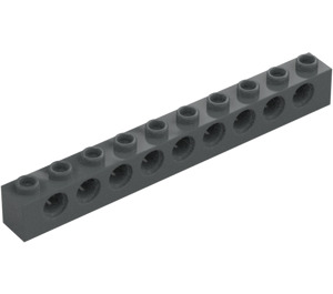 LEGO Mørk steingrå Kloss 1 x 10 med Hull (2730)