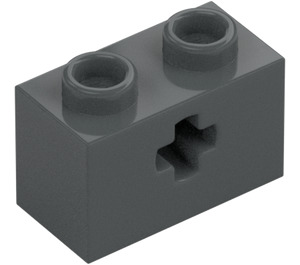 LEGO Mörk Stengrå Kloss 1 x 2 med Axelhål ('+' Öppning och bottenrör) (31493 / 32064)