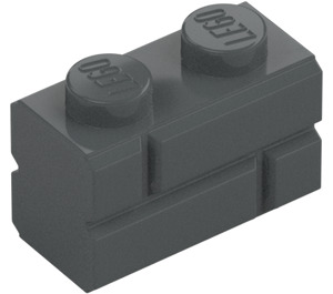 LEGO Dark Stone Gray Brick 1 x 2 with Embossed Bricks (98283)