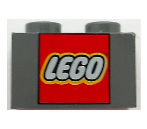 LEGO Gris pierre foncé Brique 1 x 2 avec LEGO logo avec tube inférieur (3004)