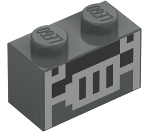 LEGO Mörk Stengrå Kloss 1 x 2 med Lines med bottenrör (3004 / 73086)