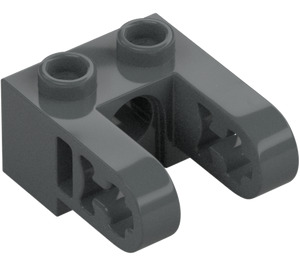 LEGO Mørk steingrå Kloss 1 x 2 med Stift Hull og 2 Halv Bjelke Side Extensions med Akselhull (49132 / 85943)