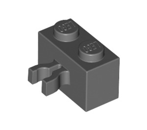 LEGO Dark Stone Gray Brick 1 x 2 with Vertical Clip (Gap in Clip) (30237)