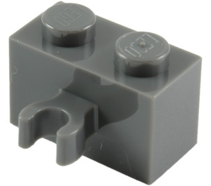 LEGO Dark Stone Gray Brick 1 x 2 with Vertical Clip (Open 'O' clip) (42925 / 95820)