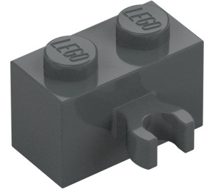 LEGO Dark Stone Gray Brick 1 x 2 with Vertical Clip with Open 'O' Clip (42925 / 95820)