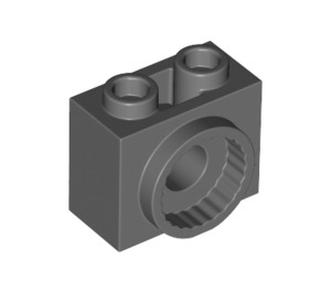 LEGO Dark Stone Gray Brick 1 x 2 x 1.3 with Rotation Joint Socket (80431)