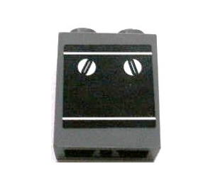 LEGO Dark Stone Gray Brick 1 x 2 x 2 with Controls from 3825 Sticker with Inside Axle Holder (3245)