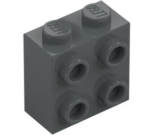 LEGO Mørk steingrå Kloss 1 x 2 x 2 med Knotter på Motsatte sider (80796)