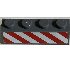 LEGO Dark Stone Gray Brick 1 x 4 with Red and White Danger Stripes right Sticker (3010)