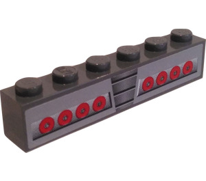 LEGO Gris pierre foncé Brique 1 x 6 avec Snake Oiler Queue Lights Autocollant (3009)