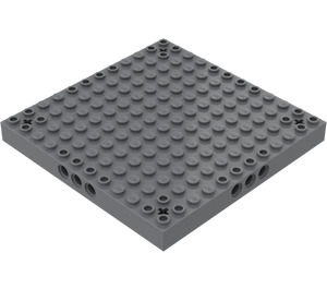 LEGO Dunkles Steingrau Stein 12 x 12 mit Pin und Achse Löcher (52040)