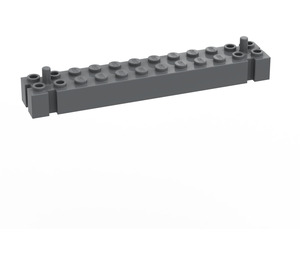 LEGO Dark Stone Gray Brick 2 x 12 with Grooves and Peg at Each End (47118 / 47855)