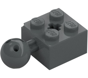 LEGO Dark Stone Gray Brick 2 x 2 with Ball Joint and Axlehole with Holes in Ball (57909)