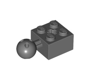 LEGO Dark Stone Gray Brick 2 x 2 with Ball Joint and Axlehole with Holes in Ball (57909)
