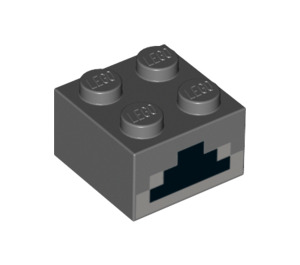 LEGO Donker Steengrijs Steen 2 x 2 met Minecraft Furnace (3003 / 19182)