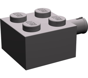 LEGO Dark Stone Gray Brick 2 x 2 with Pin and No Axle Hole (4730)