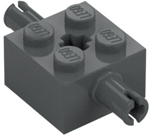 LEGO Mörk Stengrå Kloss 2 x 2 med Pins och Axlehole (30000 / 65514)