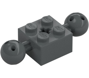 LEGO Dark Stone Gray Brick 2 x 2 with Two Ball Joints with Holes in Ball and axle hole (17114)