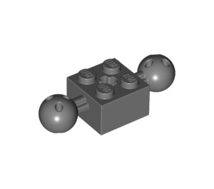 LEGO Dark Stone Gray Brick 2 x 2 with Two Ball Joints with Holes in Ball and axle hole (17114)