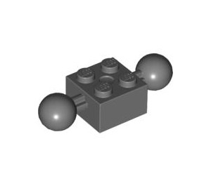 LEGO Dark Stone Gray Brick 2 x 2 with Two Ball Joints without Holes in Ball (57908)