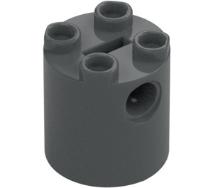 LEGO Dark Stone Gray Brick 2 x 2 x 2 Round with Bottom Axle Holder x Shape x Orientation (30361)