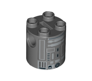 LEGO Gris Pierre Foncé Brique 2 x 2 x 2 Rond avec R3-S1 Astromech Droid Corps avec support d'axe inférieur 'x' Shape '+' Orientation (30361 / 32829)