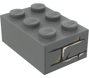 LEGO Dark Stone Gray Brick 2 x 3 with Bricks Sticker (3002)