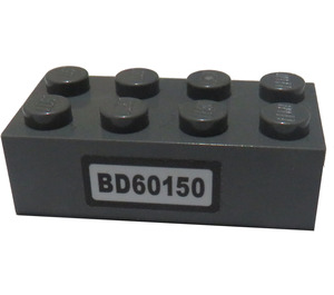LEGO Dunkles Steingrau Backstein 2 x 4 mit 'BD60150' Aufkleber (3001)