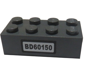 LEGO Donker steengrijs Steen 2 x 4 met 'BD60150' Sticker (3001)