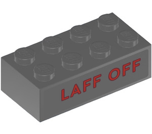 LEGO Dark Stone Gray Brick 2 x 4 with ‘LAFF OFF’ Sticker (3001)