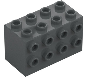 LEGO Donker steengrijs Steen 2 x 4 x 2 met Noppen aan Zijkanten (2434)