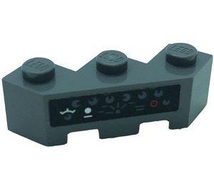 LEGO Dark Stone Gray Brick 3 x 3 Facet with Control Panel, Buttons, Dials Sticker (2462)