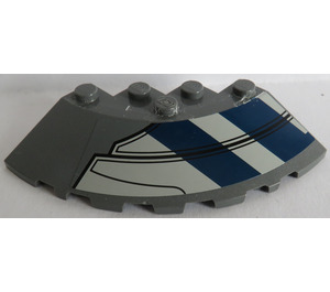 LEGO Dark Stone Gray Brick 6 x 6 Round (25°) Corner with Blue Areas, Black Lines (left) Sticker (95188)