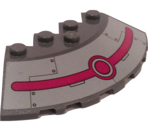LEGO Gris pierre foncé Brique 6 x 6 Rond (25°) Coin avec Kraang's Skiff De Affronter Autocollant (95188)