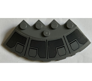 LEGO Dark Stone Gray Brick 6 x 6 Round (25°) Corner with Plates and vents Sticker (95188)