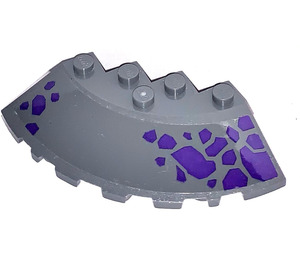 LEGO Dark Stone Gray Brick 6 x 6 Round (25°) Corner with Purple spots (left) Sticker (95188)