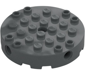 LEGO Dark Stone Gray Brick 6 x 6 Round with Technic Pin Hole (18897)