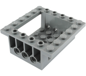 LEGO Dark Stone Gray Brick 6 x 6 x 2 with 4 x 4 Cutout and 3 Pin Holes each End (47507)