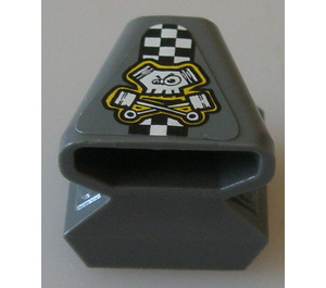 LEGO Gris pierre foncé Auto Moteur 2 x 2 avec Air Scoop avec Checkered stripe et crossed piston "skull" avec Jaune background Autocollant (50943)